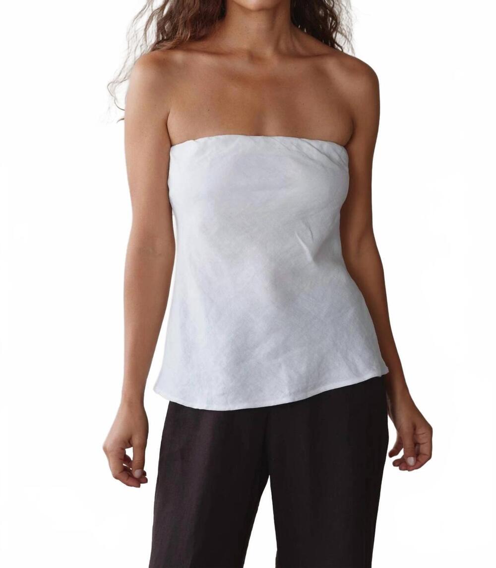 NEW DONNI. linen tube top in powder
